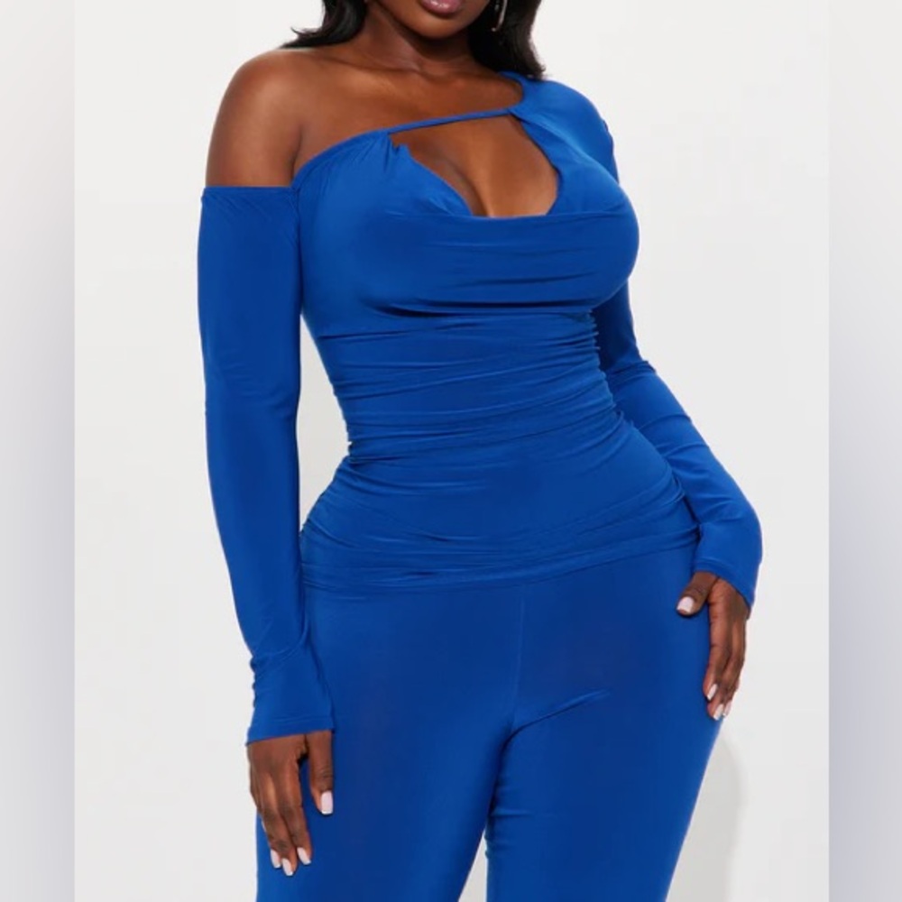 Blue off shoulder two piece set - Picture 5 of 6